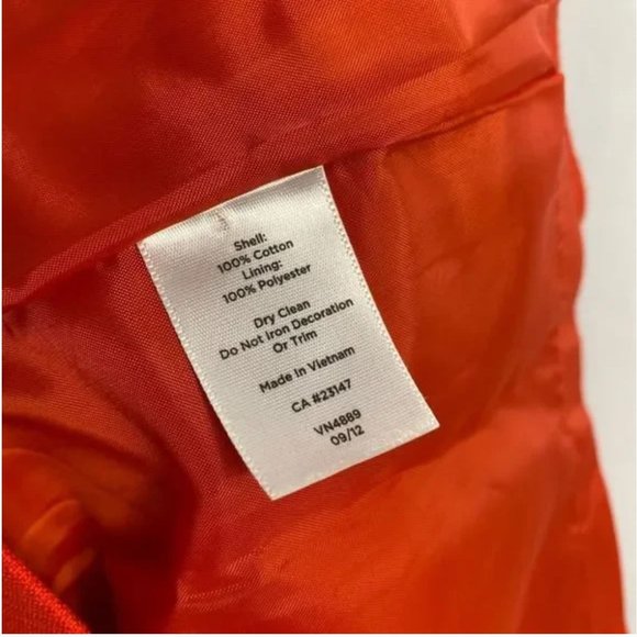 Talbots | Orange A-Line Pencil Skirt w/ Gold Button Accents, Size 2 - Picture 6 of 7